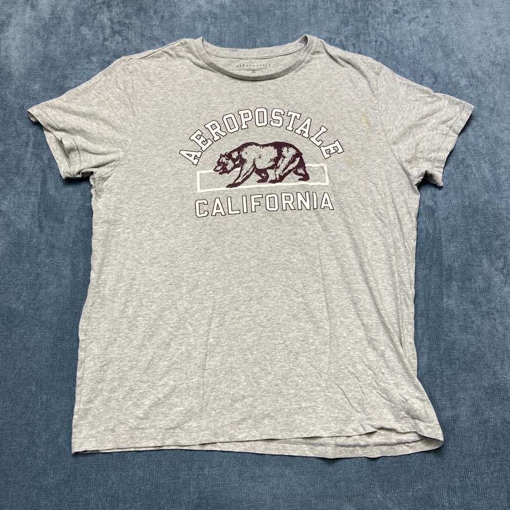 Aeropostale T-Shirt Mens XL Heather Gray California Bear Logo Everyday Wear